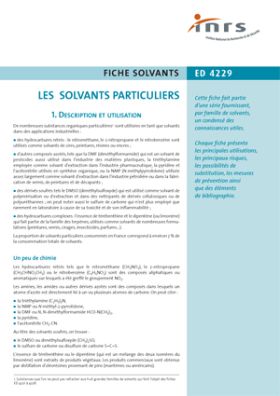 Les solvants particuliers