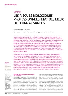 Hygiène et sécurité du travail, revue trimestrielle scientifique de l\'INRS