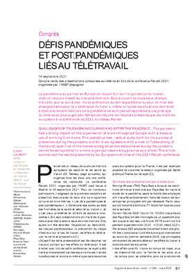 Hygiène et sécurité du travail, revue trimestrielle scientifique de l\'INRS