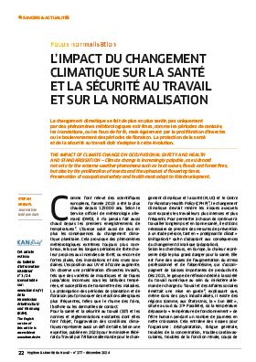 Hygiène et sécurité du travail, revue trimestrielle scientifique de l\'INRS