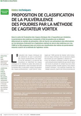 Hygiène et sécurité du travail, revue trimestrielle scientifique de l\'INRS