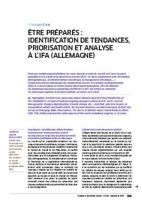 Hygiène et sécurité du travail, revue trimestrielle scientifique de l\'INRS